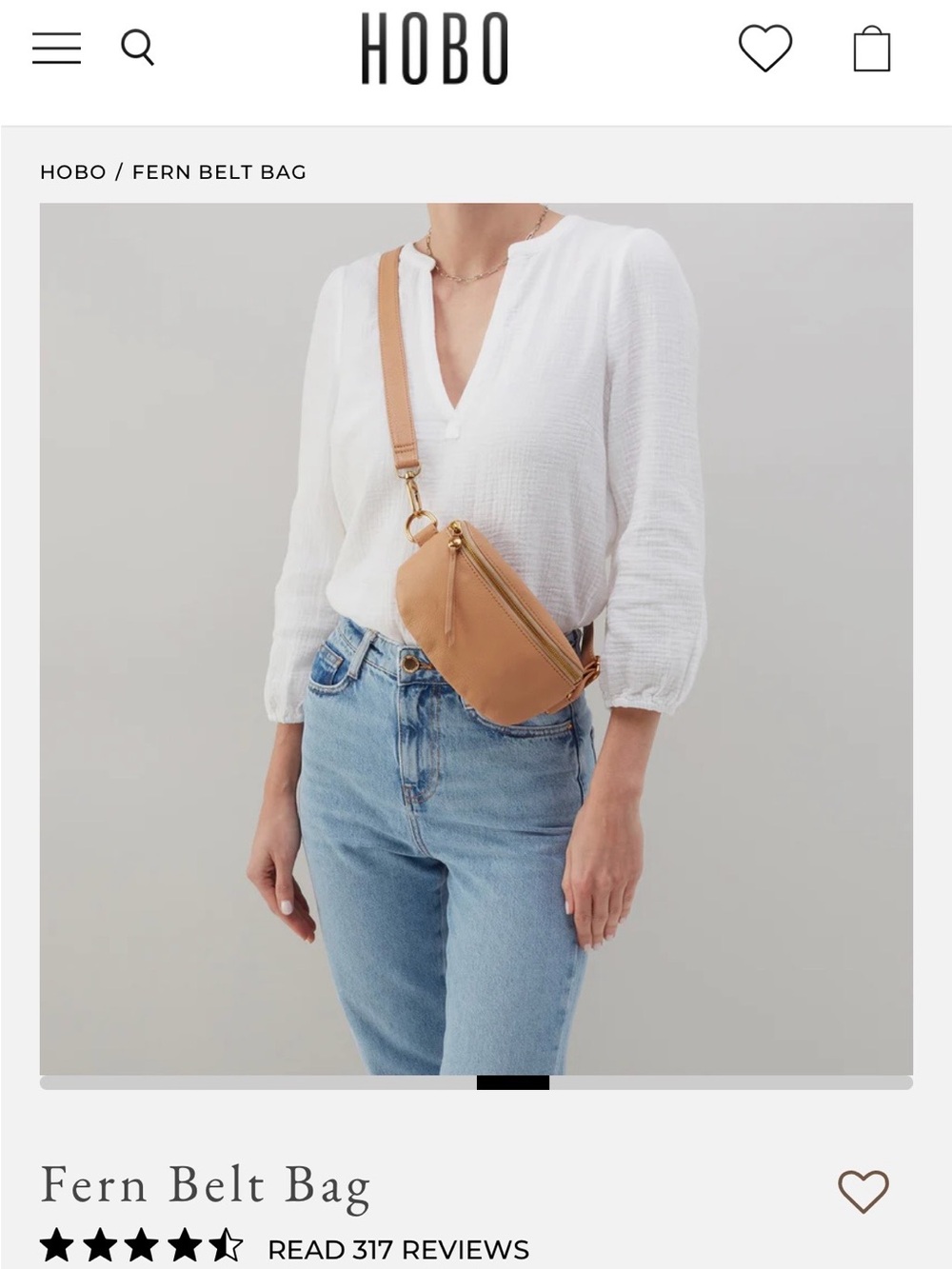HOBO Fern Belt Bag in Tan-Camel with Gold Hardware